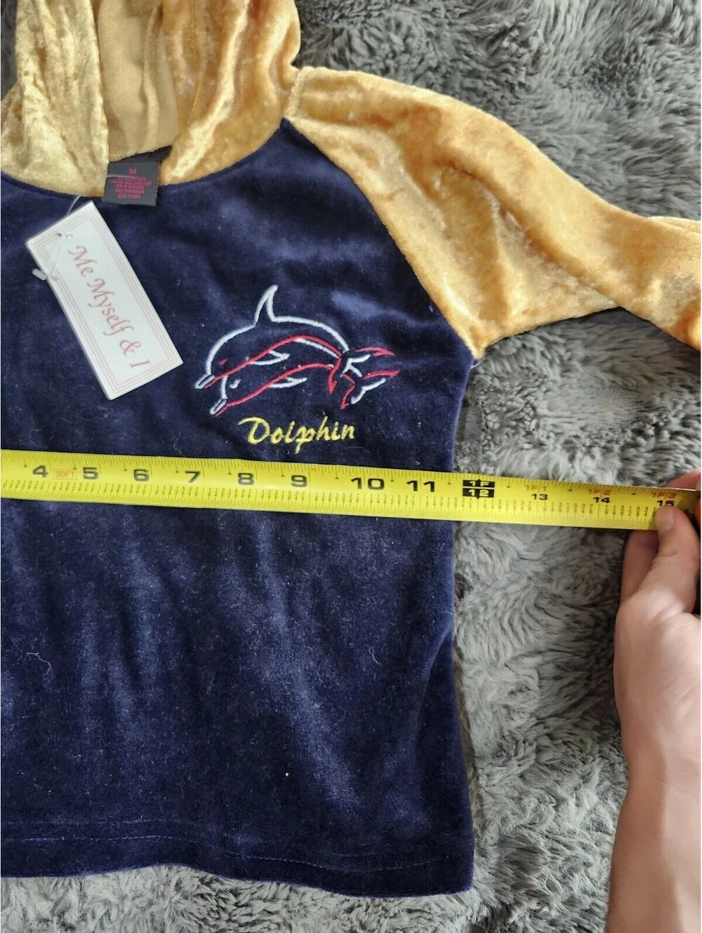 Kids Vintage Me Myself & Dolphin branded hooded sweatshirt